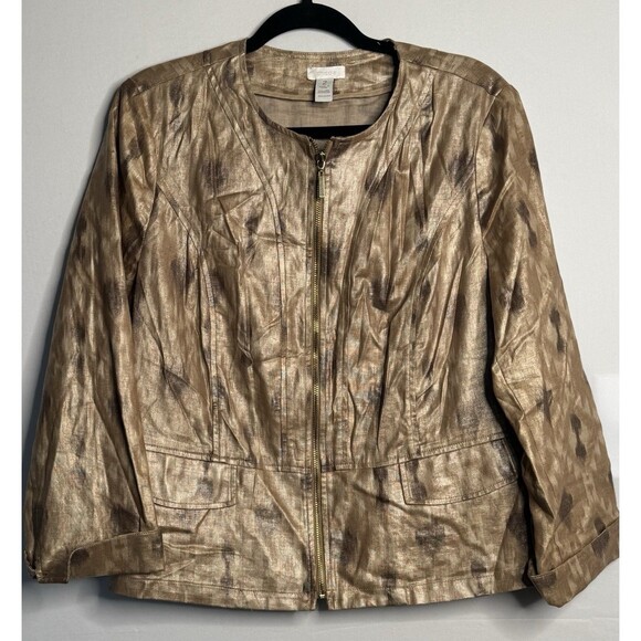 Chico's  Brushstrokes Linen/Rayon Blazer Size 2 - Picture 2 of 4